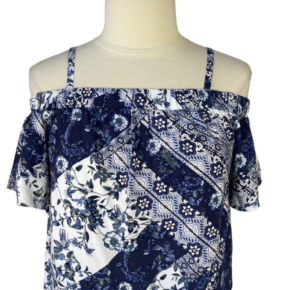 BCX Shirt Womens Small Blue Off Shoulders Adjustable Straps New - Picture 4 of 11
